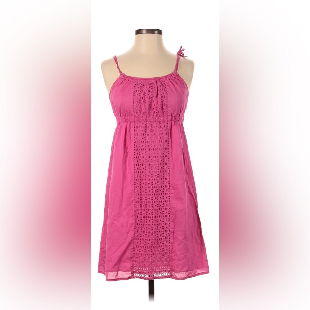FINAL PRICE 💚 Y2K EUC J.Crew Pink Eyelet Spaghetti Strap Sun Dress size small